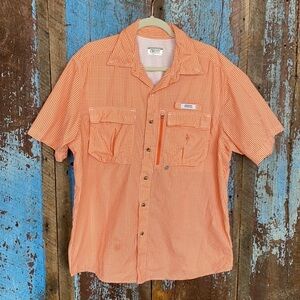 Gander Mountain Guide Series Short Sleeve Orange Checked Fishing Shirt